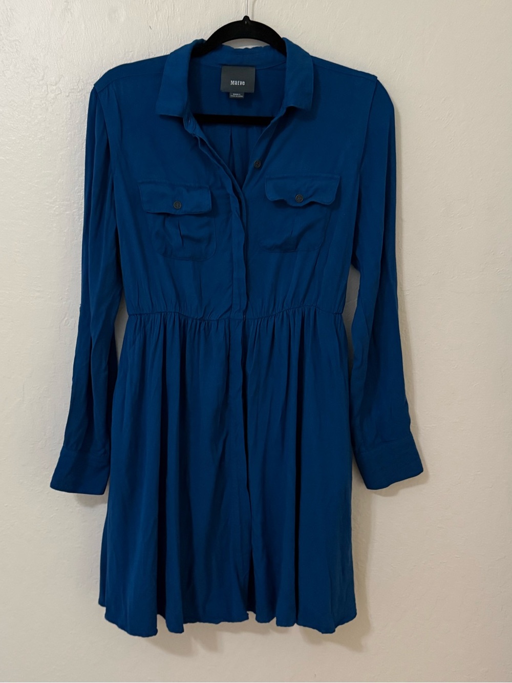 Maeve bright blue button-down shirt dress Size small